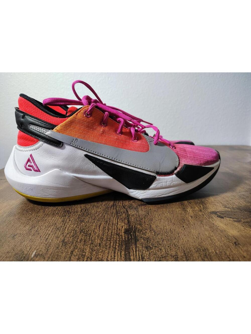 Nike Greek Freak 2 Mens Sz 10 DB4689-600 PInk Orange White lace sneakers Fire